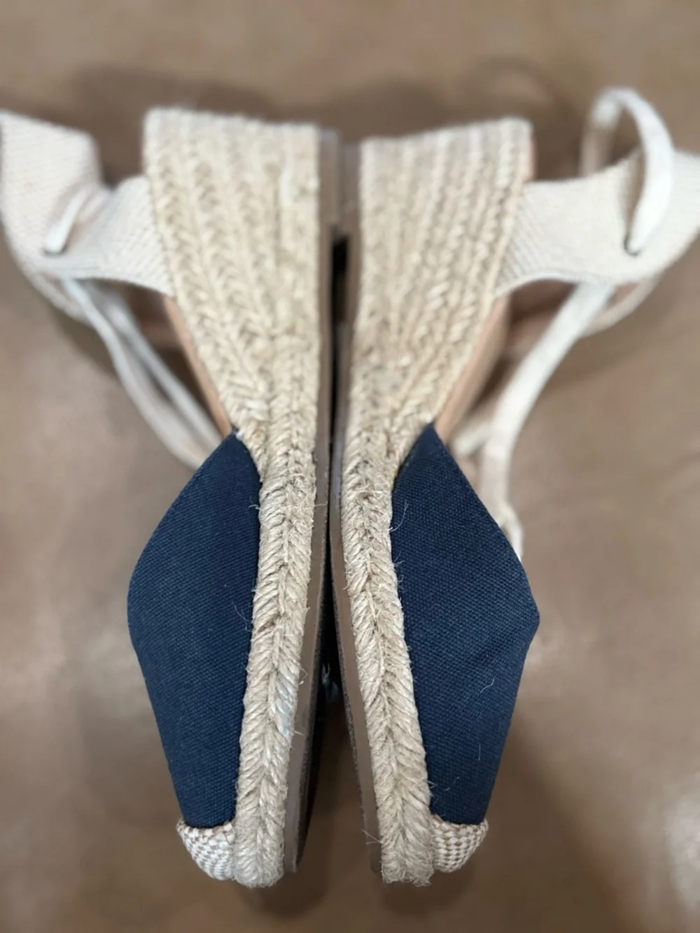 Journee Collection Navy and Cream Espadrille Wedge Sandals
